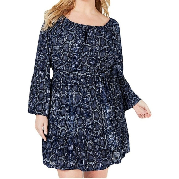 Michael Kors  A-Line Belted Snake-Print Dress - Picture 1 of 6